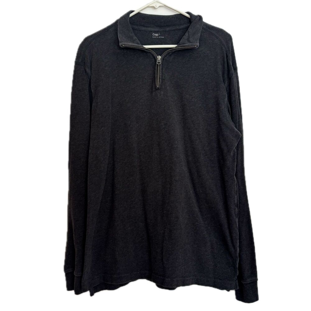 Gap Mens L Dark Heather Gray 1/4 Quarter Zip Pullover Sweater Sweatshirt